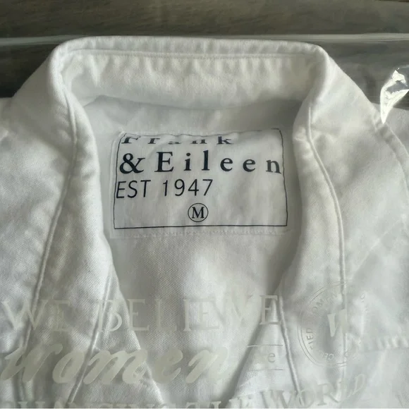 Frank & Eileen Shirley Oversized Button Up Shirt White Brushed Oxford - Picture 5 of 6